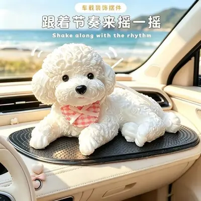Sevimli simülasyon teddy köpek sıkma oyuncağı, araba torpido süsü - 10