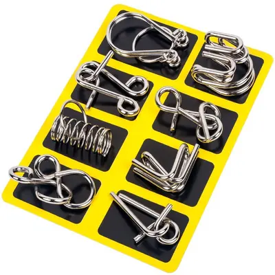 Metall-Lernspielzeug, Knobelpuzzle, 8-teiliges Ring-Set - 9