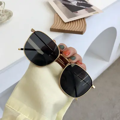 Qianai polarisierte Sonnenbrille, eckige Metallfassung, UV-Schutz - 6