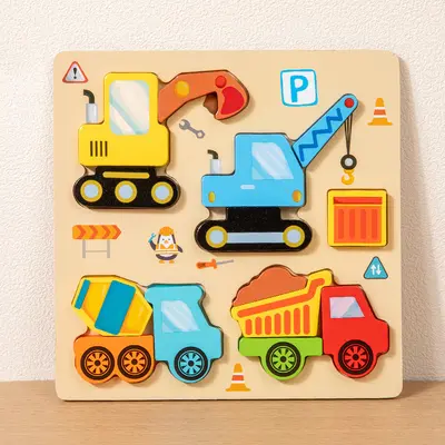 Children's Educational Puzzle Toy 3D Wooden Handle Board Age 3+ Montessori Teaching Aid Kindergarten Gift Early Learning Cross-border - 12