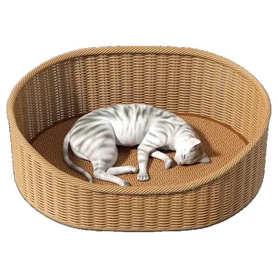 Extra große, nicht einfallende 3D-Katzenhöhle aus Rattan, kühles Sommerbett für alle Jahreszeiten, halbgeschlossenes Design mit Geborgenheitsgefühl, geflochtenes Rahmennest