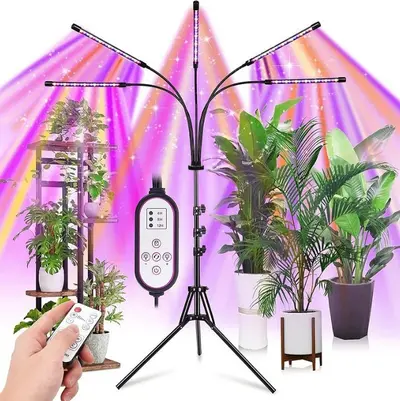 Full-Spectrum LED Plant Grow Light with Timer and Clip-On Stand - 10