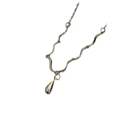 Silber Wassertropfen Welle Halskette, Schlüsselbeinkette