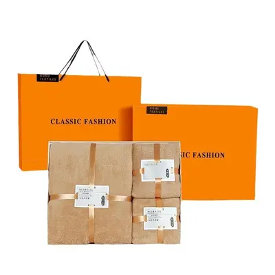 Korallen-Handtuch-Badetuch-Set 3-teilig in Geschenkbox