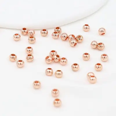 14K18K gold-plated round spacer beads, shiny plain-hole DIY jewelry accessory - 11