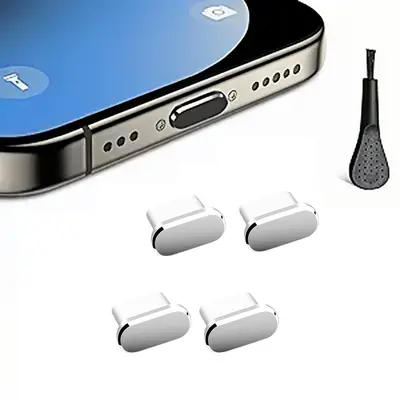 Four Dust Plugs with One Brush Suitable for Apple Samsung S Series C Charging Port Universal USB Dust Plugs - 8
