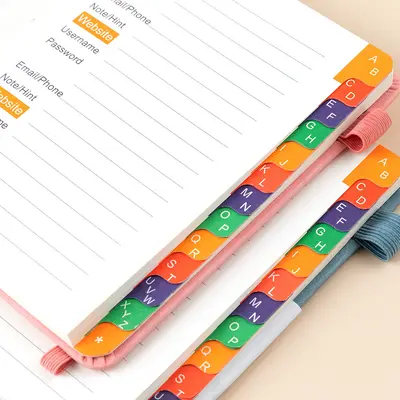 B6 Password Notebook with Letter Index and Colorful Tabs