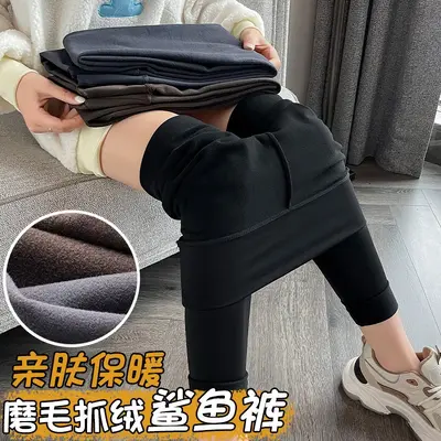 鲨鱼裤女外穿秋冬新款磨毛高腰弹力保暖瑜伽裤显瘦无痕打底裤代发