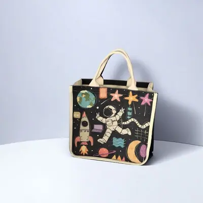 Mini Women's Canvas Handbag, Small Square Commuter Bag, Lightweight - 7