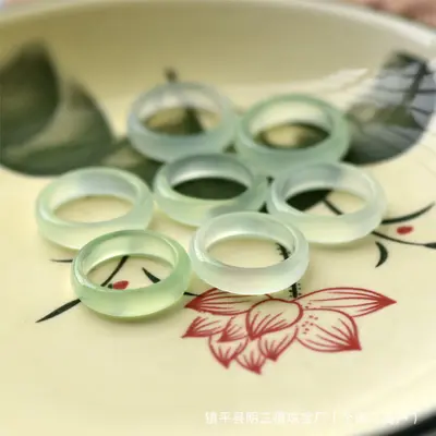 Buz Beyazı Kalsedonlu Doğal Brezilya Akik Yüzük, Elde Taşınabilir Koşu Yüzüğü, Yeşim Kalsedon Yüzük Çifti, Yeşim Toptan Satış. - 13