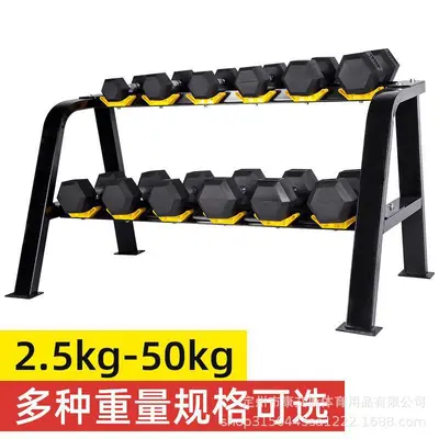 Kaynak üretici siyah altıgen kauçuk kaplı dambıl altıgen sabit dambıl ev içi fitness ekipman seti - 5
