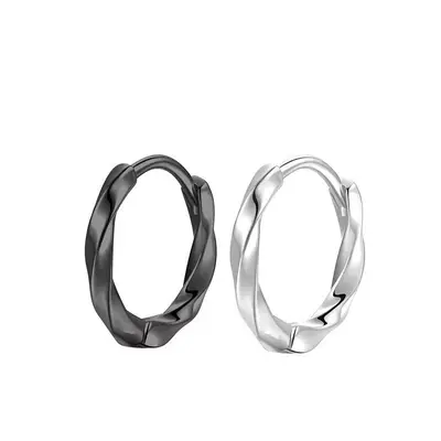 Silver Möbius stud earrings, 999 sterling, unisex - 5