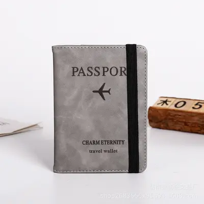 PU deri kayış pasaport çantası RFID pasaport tutucu koruyucu kapak yurtdışı seyahat cüzdanı kart tutucu bilet tutucu yazdırılabilir logo - 9