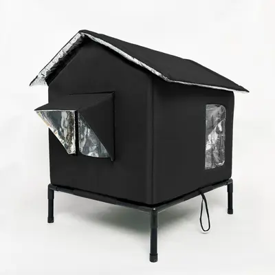 Outdoor Waterproof Foldable Elevated Cat House for Stray Cats, All-Season - 7