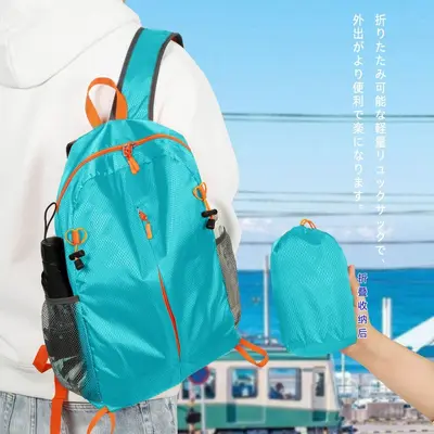 登山背包涤纶布袋束口袋子抽绳牛津布袋防水户外便捷可折叠登山包 - 12
