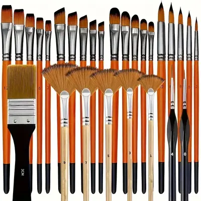 Oil Painting Brush Set 32-Piece Nylon Wooden Handle - 7