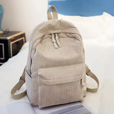 Korean-Style Corduroy Backpack for High School Students and Young Women - 11
