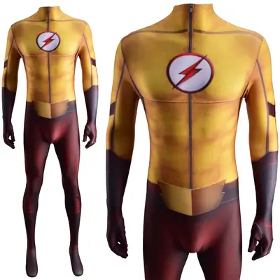 Kid Flash Costume, The Flash Style One-Piece Jumpsuit, Halloween - 4
