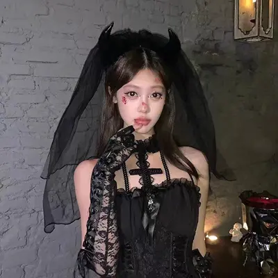 Halloween Black Headband with Bow, Dark Style Ghost Bride Veil Costume Accessory