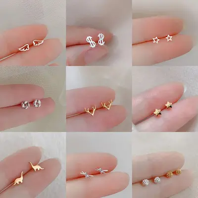 925 Sterling Silver Earrings for Women, Simple Compact Design