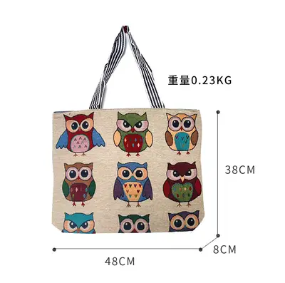 Korean-Style Student Handbag, Cartoon Print Canvas Bag, Large Capacity - 4