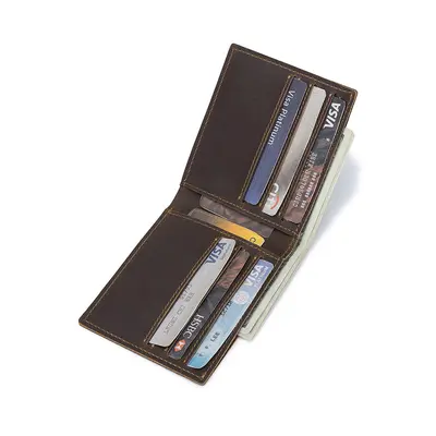 Crazy Horse Leather Short Men's Wallet with Multi-Card Slots and Coin Pocket - 6