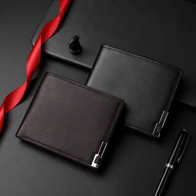 Yeni Model Erkek Cüzdan wallet Kore Tarzı Çok Fonksiyonlu Günlük Kısa Model Cüzdan İnce Çizgili Moda Deri Cüzdan Üretici Stok Hazır