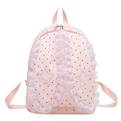 Indigo Smoke Mesh Bunny Ear Student Backpack Japanese Style Cute Girls School Bag High-Value Casual Versatile Travel Shoulder Backpack - 9