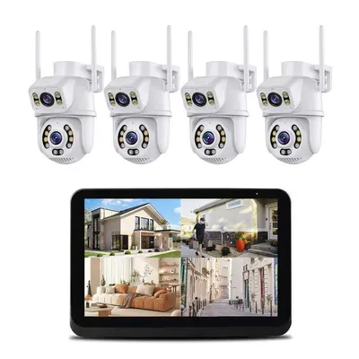 wifi套装监控摄像头 ICSEE超级看看4路带屏幕wifi套装监控摄像头