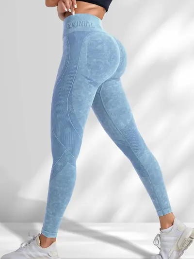 Women's Seamless Yoga Pants, Sand-Washed, Quick-Dry, Hip-Lifting - 9