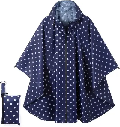 Yağmurluk pelerinli yetişkin unisex polka puantiyeli su geçirmez - 7