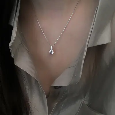 单钻项链设计感轻奢细闪盒子链闪钻锁骨链简约气质抖音热销代发潮 - 4