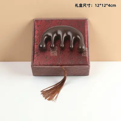 Yeşil sandal ağacı tarağı, meridyen ahşap tarağı, saç derisi masaj tarağı, hediye kutusu, küçük tarak, hediyelik eşya, sandal ağacı sağlık tarağı - 10