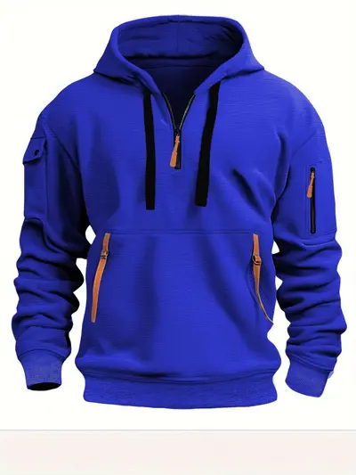 Grenzüberschreitender Export europäische Größe Frühling und Herbst Herren-Sweatshirt mit Kapuze und Reißverschluss Multi-Pocket Pullover Herren-Sportjacke Freizeitjacke