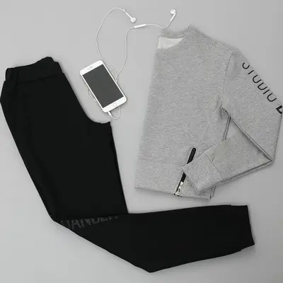 Women's Yoga Set, 3-Piece, Long Sleeve Sweatshirt and High-Waist Pants - 9