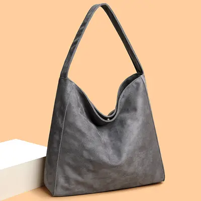 Large Capacity Suede-Look Tote Bag Women's Retro Single Shoulder Bag - 11