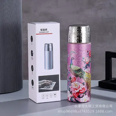 Titanium-Coated Double-Wall Insulated Tea Infuser Thermos Cup, Portable Outdoor Bottle - 3