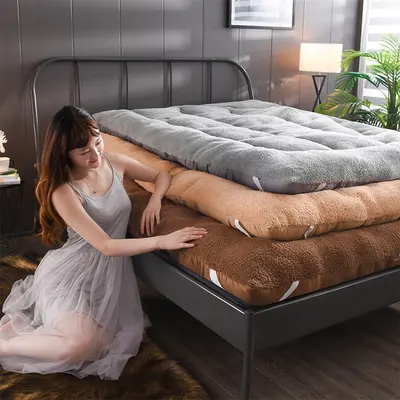 Lamb wool polar-lined thickened bedding winter soft pillow home double bed quilt floor mat bed student dormitory tatami - 5