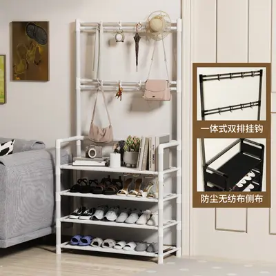 Metal Shoe Rack and Multifunctional Coat Stand, Modern Home Storage Rack