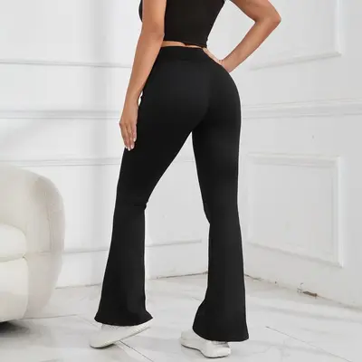 Kaldırıcı şeftali kalça yoga kloş pantolon, yüksek bel kadın fitness pantolonu