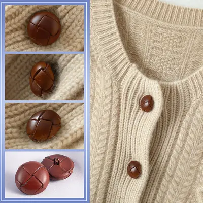 Genuine Leather Retro Black Buttons for Coats and Sweaters