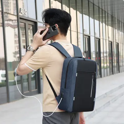 Cross-border new chest bag three-piece set backpack daily work Oxford fabric USB rechargeable 16 inch laptop backpack