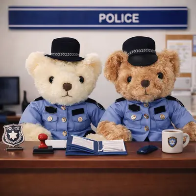 Polis trafik ayısı peluş oyuncak, polis üniformalı
