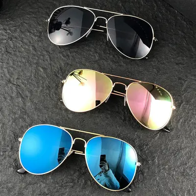 Classic Aviator Reflective Film Frog Mirror Retro Colored Sunglasses Versatile Fashion Sunglasses Manufacturer Wholesale - 2