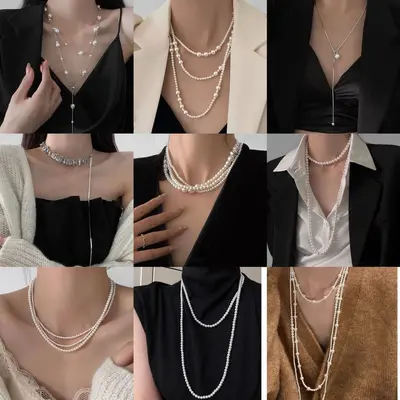 Irregular Long Pearl Necklace French Light Luxury Temperament Sweater Chain Niche Simple High-end Jewelry for Women Wholesale