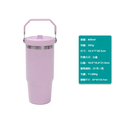 20oz paslanmaz çelik termos bardak, taşınabilir kulplu - 11
