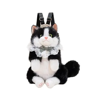 Realistic Plush Cat Backpack, Cute Soft Stuffed Toy Shoulder Bag - 6