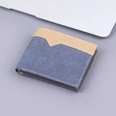Herrenbrieftasche aus Segeltuch mit Kartenfächern, Herren-Geldbörse aus Jeansstoff - 8