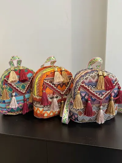 Women's Lightweight Backpack, Ethnic Tassel Design, Small Travel Size