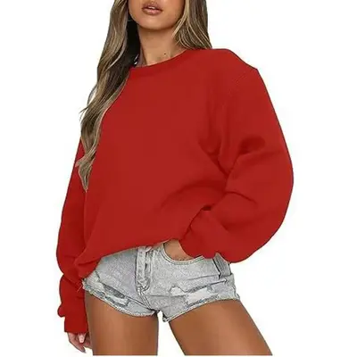 Damen Sweatshirt mit Fleecefutter, Rundhals, lockere Passform - 12